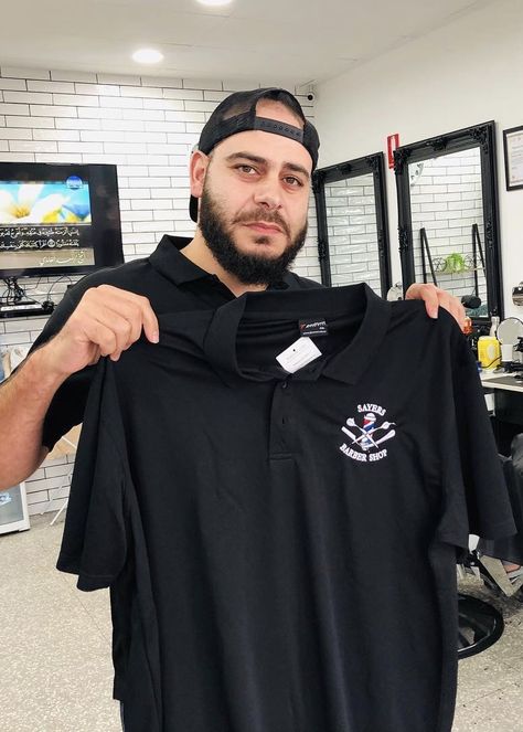 Repeat Sayers Barber on the go!!  Uniforms enquiry call us today! Logowear Australia  logowear.com.au Info@logowear.com.au 03 9369 1291 0433 117 862 . #Australia #Melbourne #geelong #tarneit #embroideryblog #truganina #melbournian #melbournerestaurants #restaurant #socceruniforms #logowearaustraliaptyltd #embroidme  #customuniforms #australianworkwear  #embroidery #tee Barber Uniform, Barber Style, Melbourne Restaurants, Australia Melbourne, Soccer Uniforms, Brand Promotion, Vinyl Transfer, The Go, Melbourne