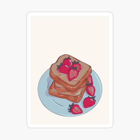 Get my art printed on awesome products. Support me at Redbubble #RBandME: https://www.redbubble.com/i/sticker/Toast-by-Vc210398/164746105.EJUG5?asc=u French Toast Drawing, French Toast Painting, Egg Toast Drawing, Toast Drawing, Toast Painting, Toast Illustration, Toast Oil Painting, Strawberry French Toast, Online Business