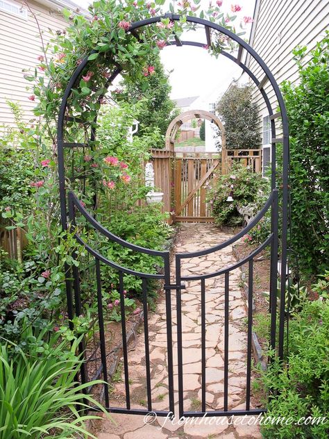 Metal Arbor, Wooden Arbor, Garden Arbor, Professional Landscaping, Garden Arches, Backyard Pergola, Deck With Pergola, Low Maintenance Garden, Diy Pergola