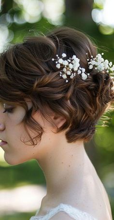 #beauty, #makeup, #skincare, #haircare Regency Hairstyles For Short Hair, Elven Hairstyles Short, Romantic Hairstyles For Short Hair, Bridal Pixie Hair, Short Hair For Prom, Prom Hairdos, Do Your Own Hair, Hair For Prom, Lotr Aesthetic