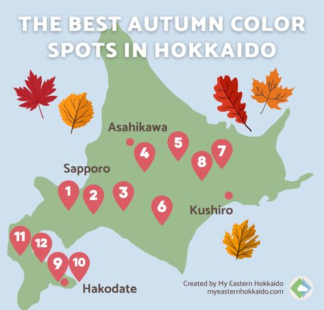 Hokkaido Autumn Itineraries & 12 Best Spots for Autumn Colors Hokkaido Japan Autumn, Hokkaido Autumn, Hokkaido Itinerary, Beautiful Places In Japan, Asahikawa, Hakodate, Hokkaido Japan, Autumn Drives, Restaurant Offers