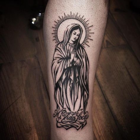 165+ Spectacular Virgin Mary Tattoos With Meaning (2022) - TattoosBoyGirl Maria Meaning, Maria Drawing, Drawing Christian, Mother Mary Tattoos, Maria Tattoo, Catholic Tattoos, Christian Ideas, Virgin Mary Tattoo, Om Tattoo Design