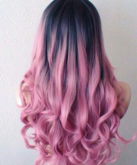 Charcoal and cotton candy pink ombré hair Exotic Hair, Pink And Black Hair, Pink Ombre Hair, Colorful Hairstyles, Bold Hair Color, Super Hair, Pastel Hair, Long Wavy Hair, Cool Hair Color