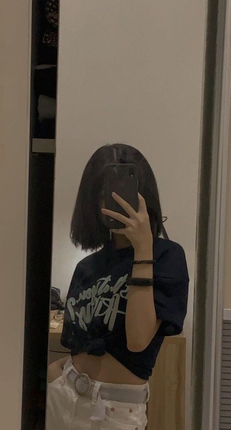 Trend Mirror, Model Tiktok, Short Hair, Mirror, Hair