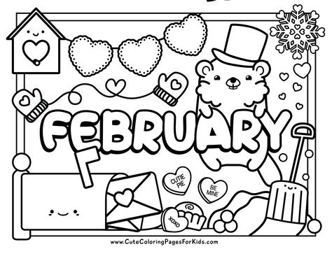 February Coloring Pages - Cute Coloring Pages For Kids February Free Printables For Kids, February Worksheets Kindergarten, February Colouring Page, Coloring Pages February, February Coloring Pages For Kids, Months Coloring Pages, 2024 Coloring Page, May Coloring Pages Free Printable, January Coloring Pages For Kids