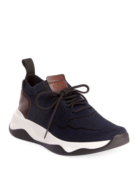 BERLUTI MEN'S SHADOW STRETCH-KNIT/LEATHER SNEAKERS. #berluti #shoes Berluti Shoes, Knitted Sneakers, Paris Shoes, Sock Sneakers, Knit Sneakers, Luxury Sneakers, Platform Heels Chunky, Platform Heel, Futuristic Architecture