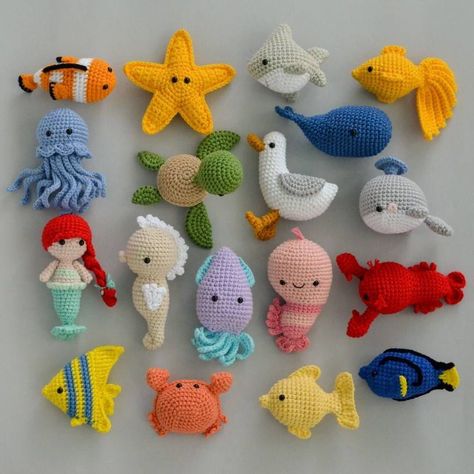 Sea Animal Crochet, Sea Animal Amigurumi, Sea Creatures Crochet, Crochet Water Animals, Amigurumi Fish, Sea Crochet, Baby Toys Crochet, Crochet Sea Creatures Free Patterns, Under The Sea Crochet