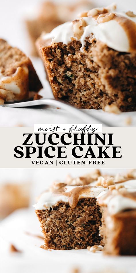 Zucchini Spice Cake, High Protein Desserts, Lemon Frosting, Vegan Zucchini, Protein Desserts, Zucchini Cake, Gf Desserts, Spice Cake, Gluten Free Cakes