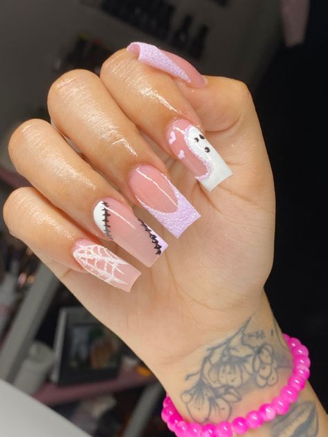 Halloween Baddie Nails, Baddie Halloween Nails, Halloween Nails Pink, Pink Halloween Nails, Fall Szn, Uñas Aesthetic, Future Nails, Hoco Nails, Holloween Nails