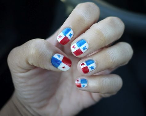 Panama flag nails Uñas bandera de Panamá www.CoolPanama.com Panama Recipe, Panama Flag, Flag Nails, Nails Only, The Best Recipes, Amazing Pics, My Heritage, Nail Tutorials, Panama City Panama