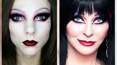 Elvira Makeup Tutorial, Elvira Makeup, Elvira Costume, Dark Wedding Theme, Elvira Mistress Of The Dark, Halloween Eye Makeup, 31 Days Of Halloween, Halloween Costumes For Couples, Stage Makeup