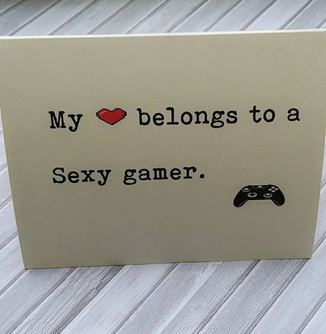 Check out this item in my Etsy shop https://www.etsy.com/listing/538435081/video-game-lover-husband-card-nerdy-love Gift Idea For Boyfriend Valentines Day, Boyfriend Gifts Gamer, Diy Gifts For Gamer Boyfriend, Valentines Gift For Boyfriend Gamer, Gamer Boyfriend Quotes, Gamer Boyfriend Gift Ideas, Diy Gifts For Gamers, Diy For Boyfriend, Gift For Gamer Boyfriend