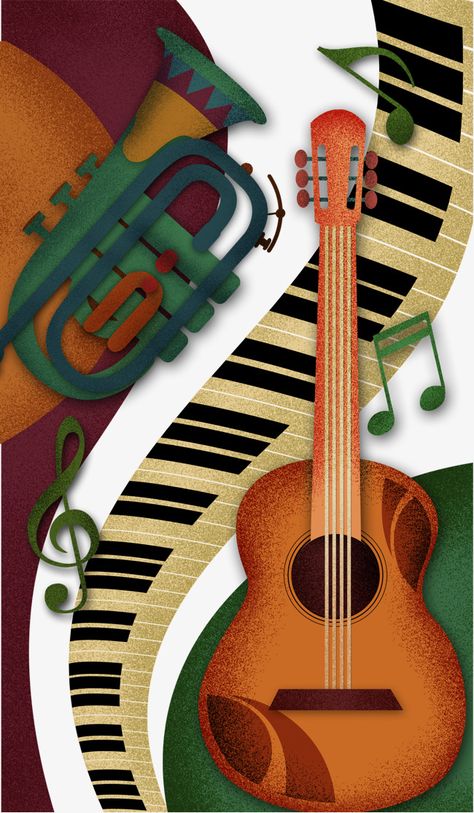 Musical Instruments Drawing Artworks, Music In Art, Musical Instruments Art, Music Themed Art, Music Guitar Art, Sheet Music Background, Music Art Painting, Musical Design, Musical Instruments Drawing