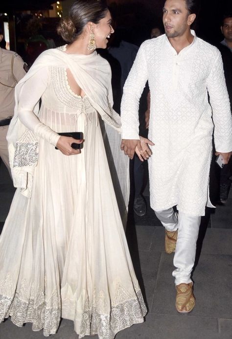 Deepika Padukone and Ranveer Singh Ranveer And Deepika, Rani Padmavati, Ranveer Singh And Deepika Padukone, Designer Anarkali Dresses, Indian Couple, Indian Designer Suits, Pakistani Wedding Outfits, Long Kurti Designs, White Kurta