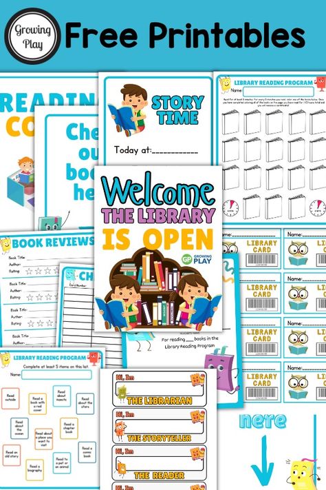 Library Pretend Play Free Printables - Growing Play Library Pretend Play Free Printables, Pretend School Printables Free, Library Dramatic Play Free Printables, Pretend Play Library, Grocery Store Pretend Play Free Printables, Library Pretend Play, Pretend Play Free Printables, Free Dramatic Play Printables, Library Dramatic Play