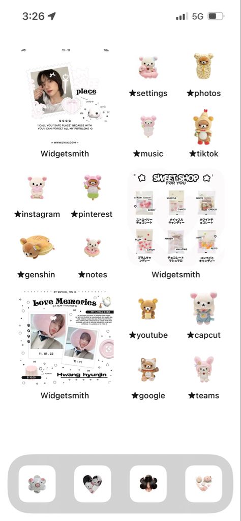 Rilakkuma Ios Homescreen, Rilakkuma Homescreen Layout, Korilakkuma Phone Theme, Rilakkuma Phone Theme, Rilakkuma Homescreen, Rilakkuma Wallpaper Iphone, Homescreen Inspo Aesthetic, Aesthetic Rilakkuma, Home Screen Inspo Aesthetic