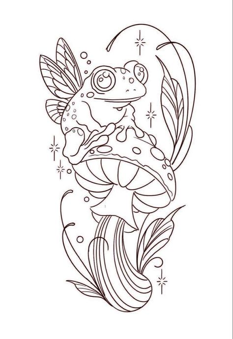 Cool Tattoo Drawings, Frog Tattoos, Tattoo Zeichnungen, Simple Tattoo Designs, Tatuaje A Color, Tattoo Stencil Outline, Tattoo Design Book, Tattoo Art Drawings, Cute Doodles Drawings