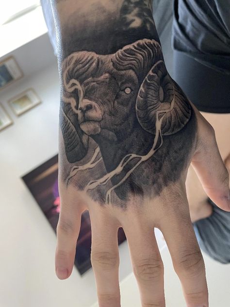 Ram Hand Tattoo, Hand Tattoo, Hand Tattoos, Ram, Tattoos