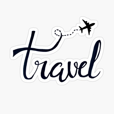 Travel Written In Calligraphy, Travel Lettering Words, Travelogue Design Ideas, Travel Border Design, 2024 Sticker Design, Travel Aesthetic Stickers, Jiji Background, Travel Stickers Aesthetic, Travelogue Design