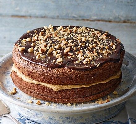 Mocha & hazelnut cake recipe - BBC Good Food Mocha Cake, 10 Birthday Cake, Hazelnut Cake, Bbc Good Food, Chocolate Cheese, Buttercream Icing, Bbc Good Food Recipes, Chocolate Coffee, Celebration Cakes