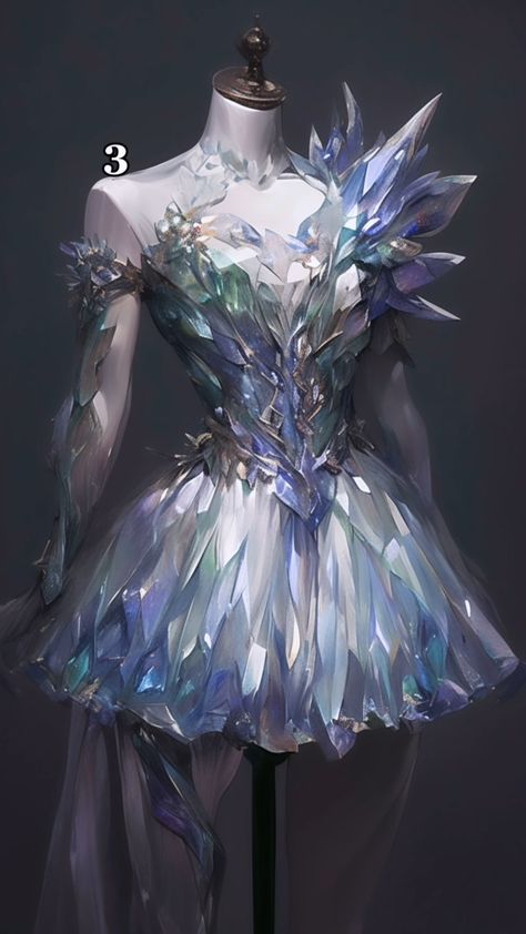 Bird Fashion Design, Lightning Inspired Fashion, Crystal Dress Aesthetic, Crystal Core Aesthetic Outfit, Crazy Cool Outfits, Crystal Inspired Fashion, Runway Fashion 2024, Crystal Outfits, Elements Outfit