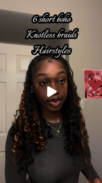 𝓒𝓱𝓲 𝓒𝓱𝓲 🦋 on Instagram: "Short boho knotless braids hairstyles ✨ #knotlessbraids #explore #braids #hairstyles #explorepage #reels #reelsinstagram" How To Style Short Boho Knotless Braids, Boho Braids Short Hairstyles, Short Braid Hairstyles Black Women, Styles For Short Boho Knotless Braids, Hairstyles For Short Boho Braids, Styling Short Boho Knotless Braids, Ways To Style Short Boho Knotless Braids, Short Knotless Styles, Styling Short Boho Braids