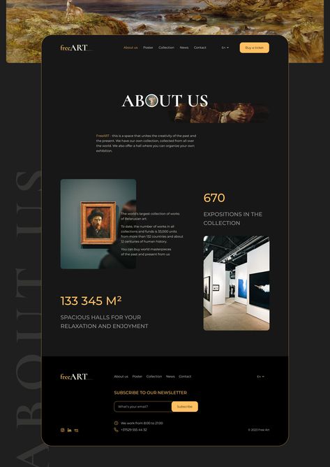 Classic Website Design, Gallery Page Design, About Us Page Web Design, About Us Ui Design, Art Gallery Website Design, About Us Page Design Website, About Us Template, About Us Web Design, Museum Website Design