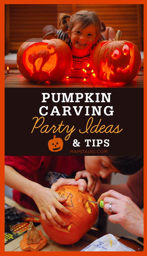 Pumpkin Carving Party, ideas and tips to carve out that special pumpkin design! -MamiTalks.com  #pumpkincarving #pumpkincarvingparty #halloween #Pumpkinideas #Mamitalksblog Carving Party Ideas, Pumpkin Carving Party Ideas, Pumpkin Party Ideas, Best Easy Chili Recipe, Pumpkin Decorating Party, Pumpkin Carving Tips, Pumpkin Masters, Pumpkin Sheet Cake, Halloween Menu