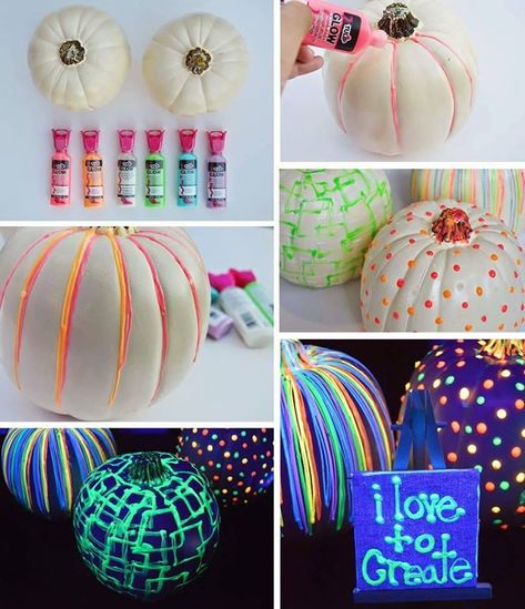 glow in dark pumpkins Glow In The Dark Pumpkins, Glow Pumpkin, Diy Glow, 3d Origami, Fall Halloween Crafts, Autumn Crafts, Fall Crafts For Kids, Fun Craft, Painted Pumpkins