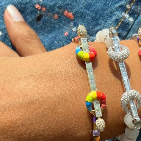 Bea Bongiasca Jewellery on Instagram: "🌈 Summer Solstice Chakra 🌈 Find our exclusive Ananya x Bea Rainbow Chakra bracelet through @threadsstyling 💎 Why pick one colour when you can have them all and diamonds? #beabongiasca #ananya #threadsstyling #🌈" Bea Bongiasca, One Colour, Chakra Bracelet, Summer Solstice, Instagram Summer, Pick One, One Color, Chakra, Diamonds