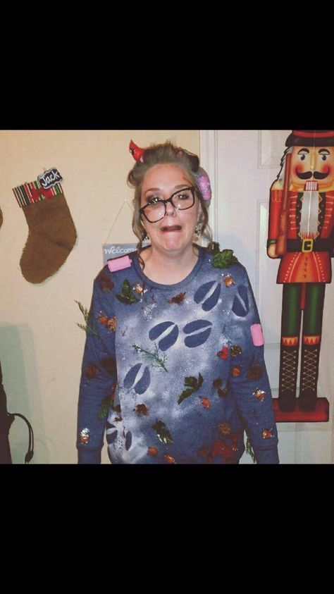 Grandma got run over by a reindeer Christmas Sweater Party Ideas, Ugly Christmas Sweater Party Ideas, Sweater Party Ideas, Diy Christmas Costumes, Christmas Costumes Diy, Homemade Ugly Christmas Sweater, Ugly Christmas Sweater Diy Funny, Ugly Christmas Sweater Ideas, Ugly Christmas Sweater Outfit