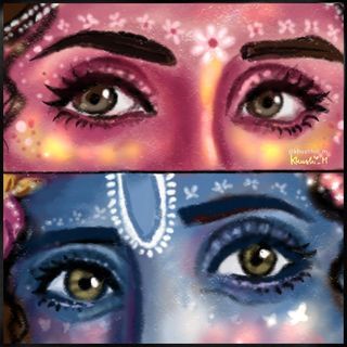 Madhavi Tuli, Krishna Eyes, Radha Kishan, God Krishna, Arte Yoga, Radha Painting, Krishna Drawing, Krishna Flute, Krishna Mantra