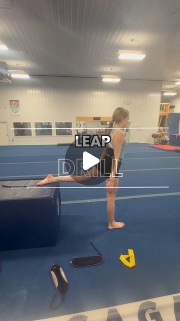 SAGA Sports on Instagram: "Check out this great leap drill. This drill works on getting both legs up and equal during a leap. It is a way to slow down the leap and work more on form. To add more of a challenge the athletes can add on ankle weights.  - - - #leapdrills #leap #drills #gymnasticsdrills #gymnasticsdrillsandskills #floor #beam #gymnasticswork #leaps #gymnasticsprogressions" Split Leap Drills, Leap Drills Gymnastics, Gymnastics Drills, Gymnastics Conditioning, Gymnastics Beam, Gymnastics Lessons, Gymnastics Training, Gymnastics Coaching, Gymnastics Skills