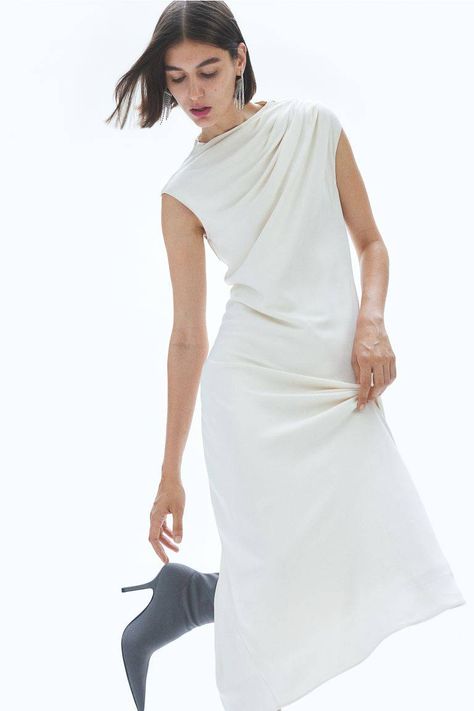 27 Elevated Basics Worth Buying This Summer | Who What Wear Draped Satin Dress, Wrap Shirt Dress, Simple Summer Outfits, Elevated Basics, Strappy Top, Maxi Slip Dress, Slip Skirt, Fashion People, Hm Dress