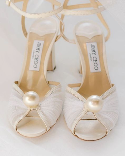 Low Block Heel Wedding Shoes Brides, Timeless Wedding Shoes, Jimmy Choo Bridal Heels, Pearl Bridal Shoes, Jimmy Choo Heels Wedding, Jimmy Choo Pearl Heels, Low Wedding Heels, Shoes For Wedding Dress, Bride Shoes Wedding Heels