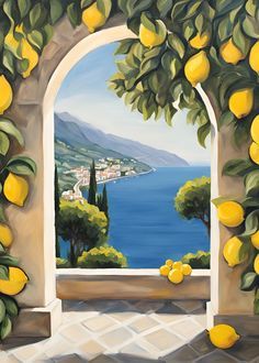 Amalfi Coast Art, Italian Basement, Amalfi Art, Famous Landscape Paintings, Sorrento Amalfi Coast, Italian Poster, Italian Wallpaper, Mediterranean Landscape, Nutrition Logo