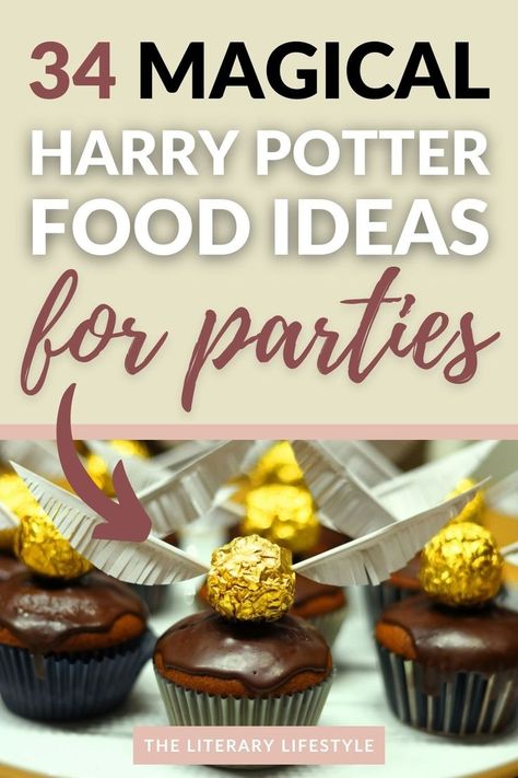 34 magical Harry Potter food ideas for parties Watch Party Snacks, Adult Birthday Party Food, Harry Potter Theme Birthday Party, Harry Potter Tea Party, Harry Potter Food Ideas, Harry Potter Dinner, Harry Potter Tea, Harry Potter Watch, Harry Potter Desserts