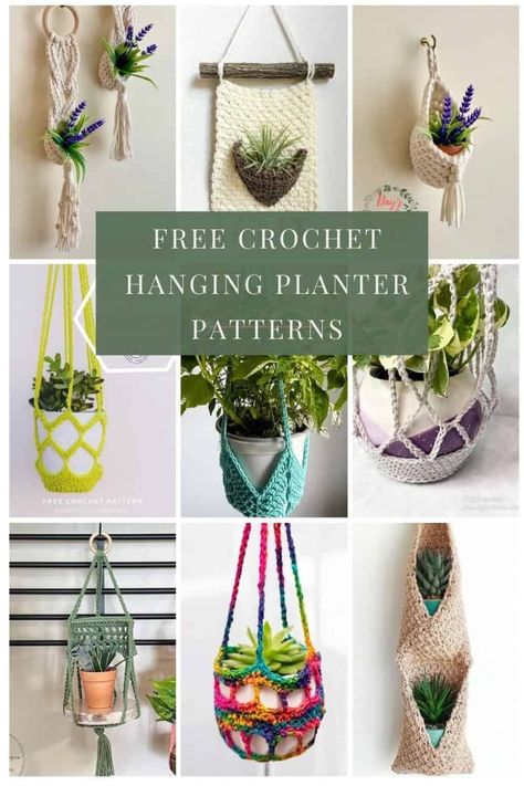 Looking for the perfect crochet hanging basket for your home? This list of 20 crochet plant hangers is curated by Nana's Crafty Home! Add boho charm to your home decor and elevate your plants from mundane to awesome! Crochet Patterns Round, Crochet Plant Holder, Crochet Gift Ideas, Crochet Plant Hanger, Crochet Hanging, Wall Plant Hanger, Crochet Patterns Free, Crocheting Patterns, Beginners Crochet