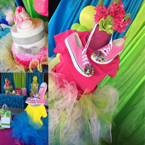 Tutus,Tennis Shoes and Bow ties birthday party theme... Decor by Lace Tutu And Tennis Shoes Party Ideas, Tutu Birthday Party, Chanel Birthday, Tutu Party, Tennis Shoes Outfit, Candy Table, Birthday Tutu, Theme Party Decorations, Grand Opening