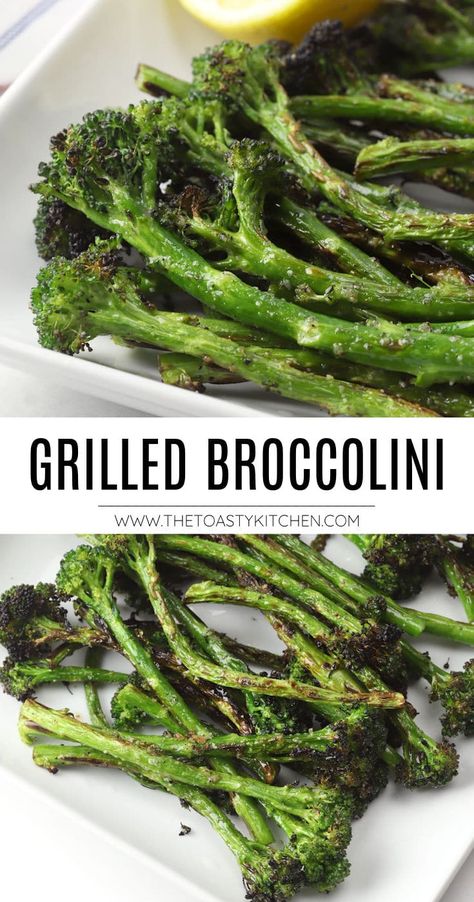 Grilled broccolini recipe by The Toasty Kitchen. Grilled broccolini is an easy and nutritious side dish to add to the menu this summer. Broccolini is lightly seasoned, grilled until caramelized and tender, and finished with a squeeze of fresh lemon juice. #grilledbroccolini #grilling #broccolini #broccoletti #sidedish #summersidedish #summerrecipe #grilled #recipe #summer Grilled Broccolini Recipe, Broccoletti Recipes, Broccolini Recipe Side Dishes, Brocollini Recipes, Brocolini Recipes, Grilled Side, Broccolini Recipe, Grilled Broccolini, Summer Fruit Recipes