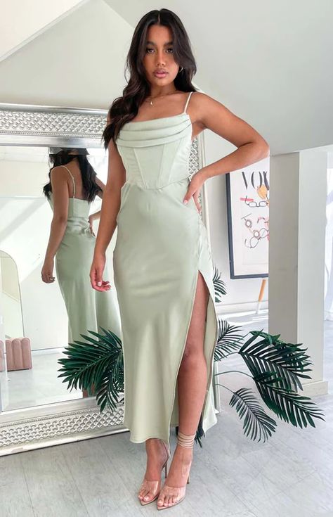 Corset Midi Dress Formal, Sage Green Birthday Dress, Sage Dress Outfit, Sage Green Dress Formal, Sage Green Wedding Guest Dress, Corset Dress Midi, Corset Dress Formal, Sage Green Midi Dress, Sage Midi Dress