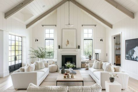 40 Stunning Neutral Living Room Designs Snowbound Living Room, Farmhouse Lounge, Living Room With Vaulted Ceiling, Room With Vaulted Ceiling, Living Room Modern Farmhouse, Outside Home Decor, Vaulted Living Room, Havenly Living Room, Vaulted Ceiling Living Room