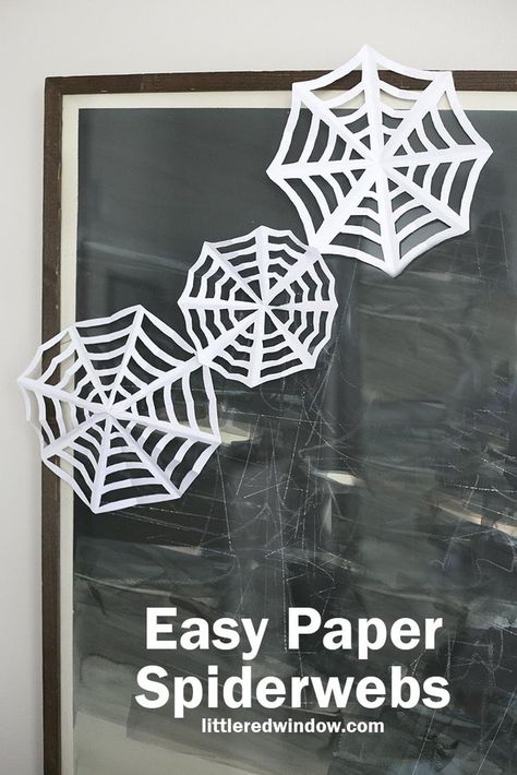 Paper Spiderwebs Diy, Paper Spiderwebs, Knit Videos, Paper Halloween Decorations, Spider Web Craft, Halloween Window Decorations, Spider Web Decoration, Window Crafts, Spider Crafts