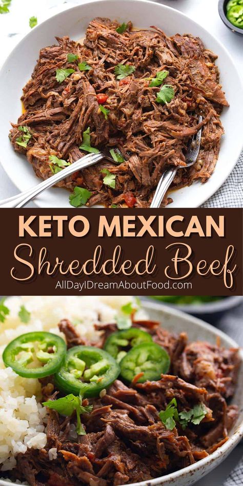 Shredded Beef Recipes, Mexican Shredded Beef, Pulled Beef, Low Carb Mexican, Low Carb Low Fat Recipes, Keto Beef Recipes, Boiled Egg Diet Plan, Resep Diet, Shredded Beef