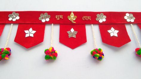 Paper Toran Designs, Toran Designs Doors, Toran Designs Doors Handmade, Toran Ideas, Toran Designs, Hanging Door Beads, Festival Crafts, Puja Decor, Door Diy Projects