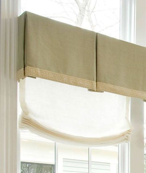 Valances Box Pleat - The Fabric Mill Box Valance, Box Pleat Valance, Valance Patterns, Relaxed Roman Shade, Custom Valances, Farmhouse Glam, Shutter Blinds, Linen Drapes, Valance Window Treatments