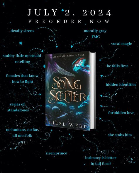 ✨COVER REVEAL✨ The cover for Of Song and Scepter by @authorlieslwest is here! 🧜‍♀️ Art by @miblart She’s a killer in disguise. He’s determined to make her his queen. Are you ready to take the plunge into this dark little mermaid retelling? 🔥Standalone mermaid romantasy 🔥Deadly mermaids/deadly sirens 🔥Morally gray FMC 🔥Siren prince 🔥He falls first 🔥Hidden identities 🔥Forbidden love 🔥She stabs him 🔥Dark vocal magic 🔥Sea witch bargains 🔥Intimacy is better in tail form 🧜‍♀️No fae, no humans... Mermaid Books For Adults, Sea Witch Book, Dark Fantasy Romance, Romantasy Books, Mermaid Book, Bookworm Things, Book Tropes, Mermaid Books, Marriage Books