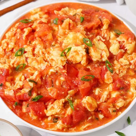 Tomato Egg Stir Fry Egg With Tomato, Egg And Tomato, Tomato Egg Stir Fry, Tomato And Egg, Fried Tomatoes And Eggs, Chinese Tomato And Egg Recipes, Tomato Egg Chinese, Tomato And Eggs, Eggs With Tomatoes