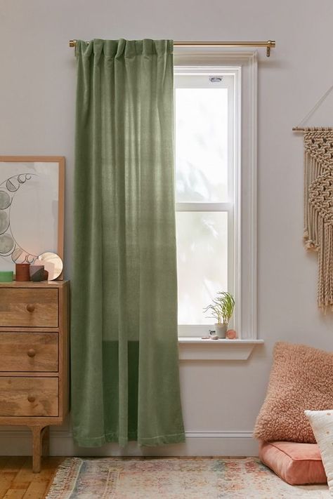 Urban Outfitters Curtains, Wood Curtain Rods, Bamboo Beaded Curtains, Wood Curtain, Buy Curtains, Green Curtains, Curtain Designs, Awesome Bedrooms, Window Panels