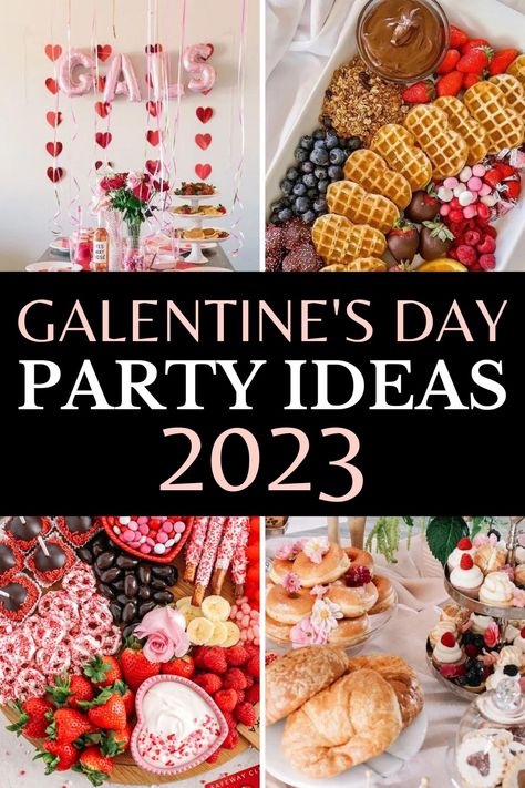 Snacks For Galentines Party, What To Bring To Galentines Party, Small Galentines Party Ideas Girls Night, Galentines Party Brunch Ideas, Galentine Party Snacks, Galentines Party Dishes, Galentines Party Recipes, Easy Galentines Party, Simple Galentines Party Ideas Girls Night